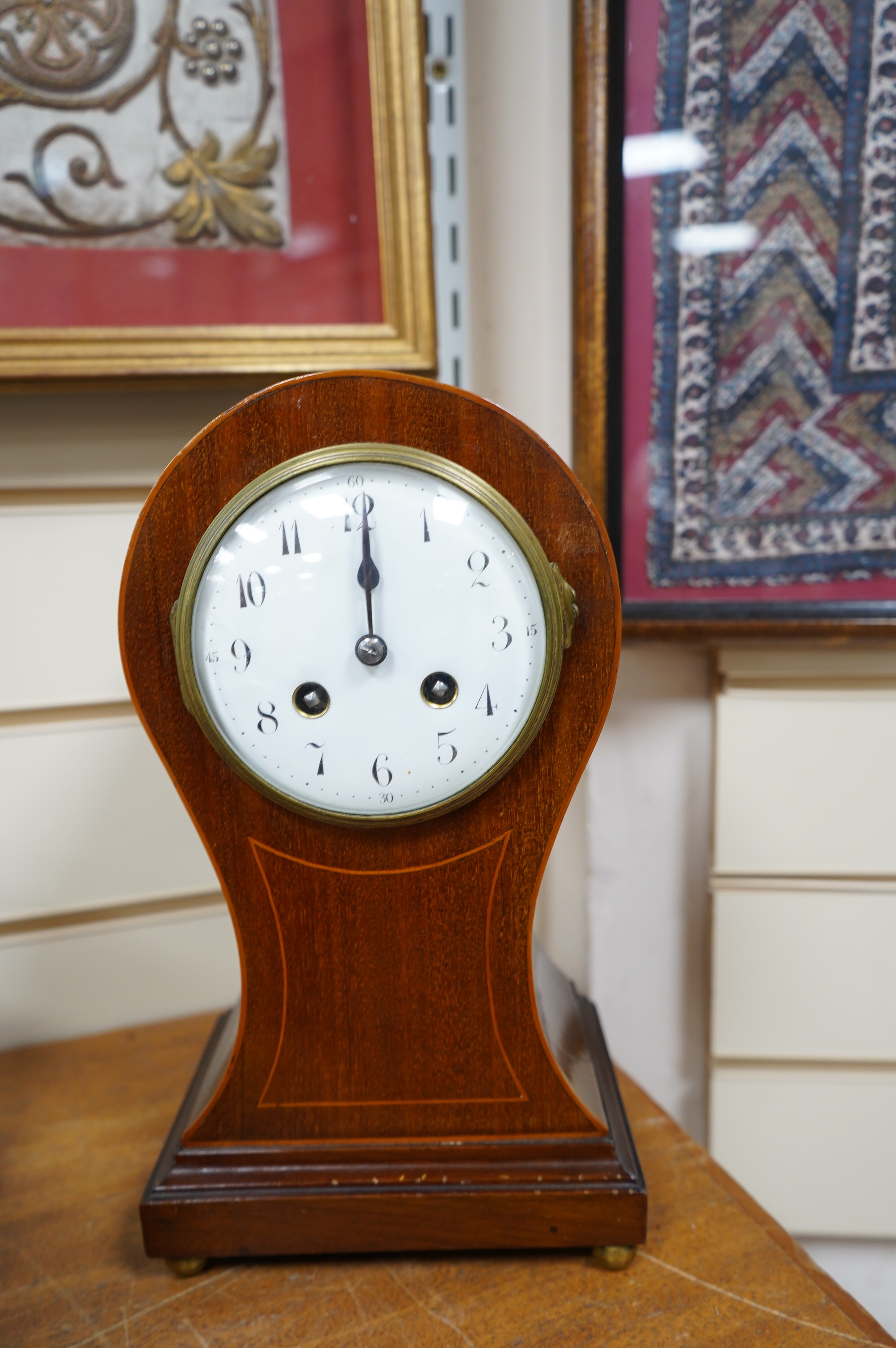 Sundry items to include four Edwardian inlaid mantel clocks, a barometer and a skeleton clock (7). Condition - mostly fair, untested